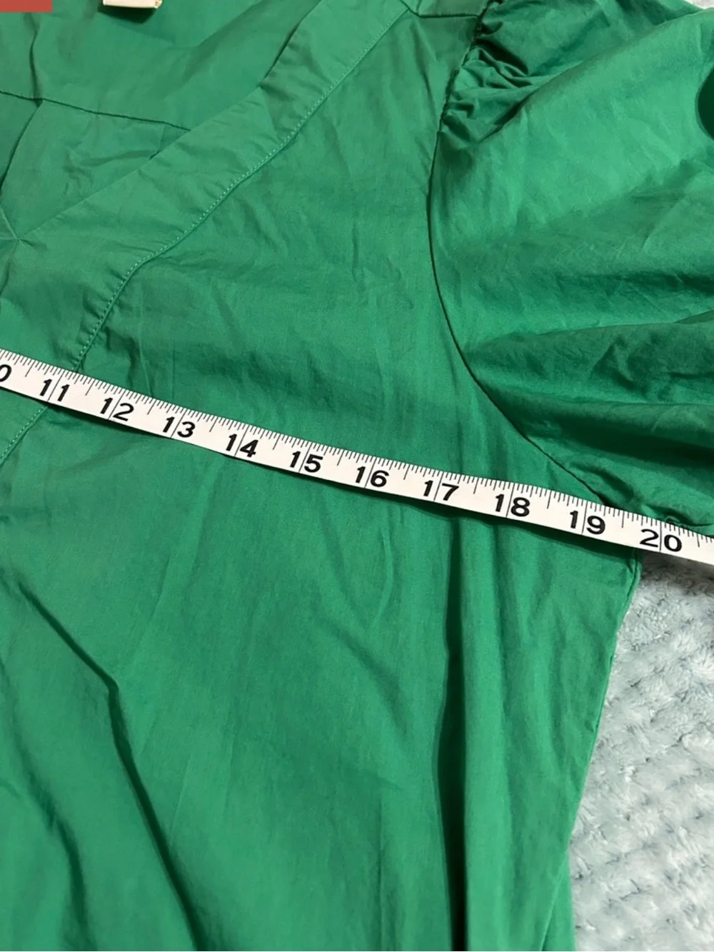 Cynthia Rowley Green Puff-Sleeve Midi Dress - Picture 7 of 8